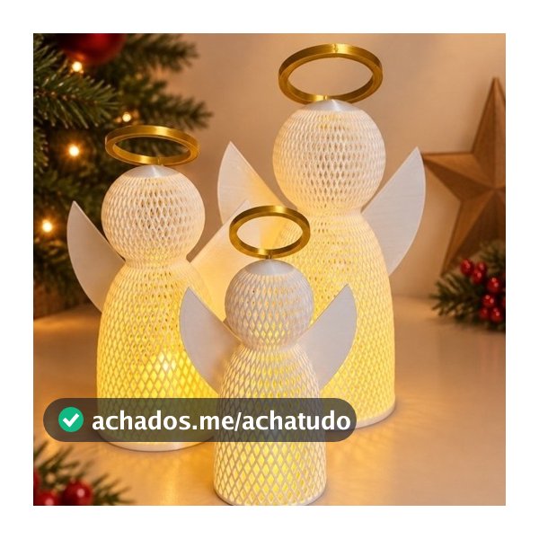 Anjo de Natal em Malha com Vela de LED – Decoração Natalina