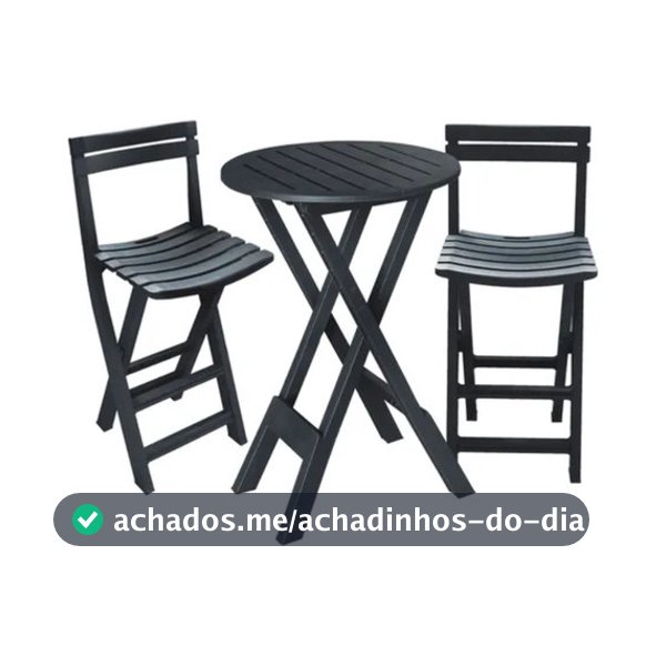 Kit Mesa Bistrô e Cadeira Alta Dobrável Arqplast Preto