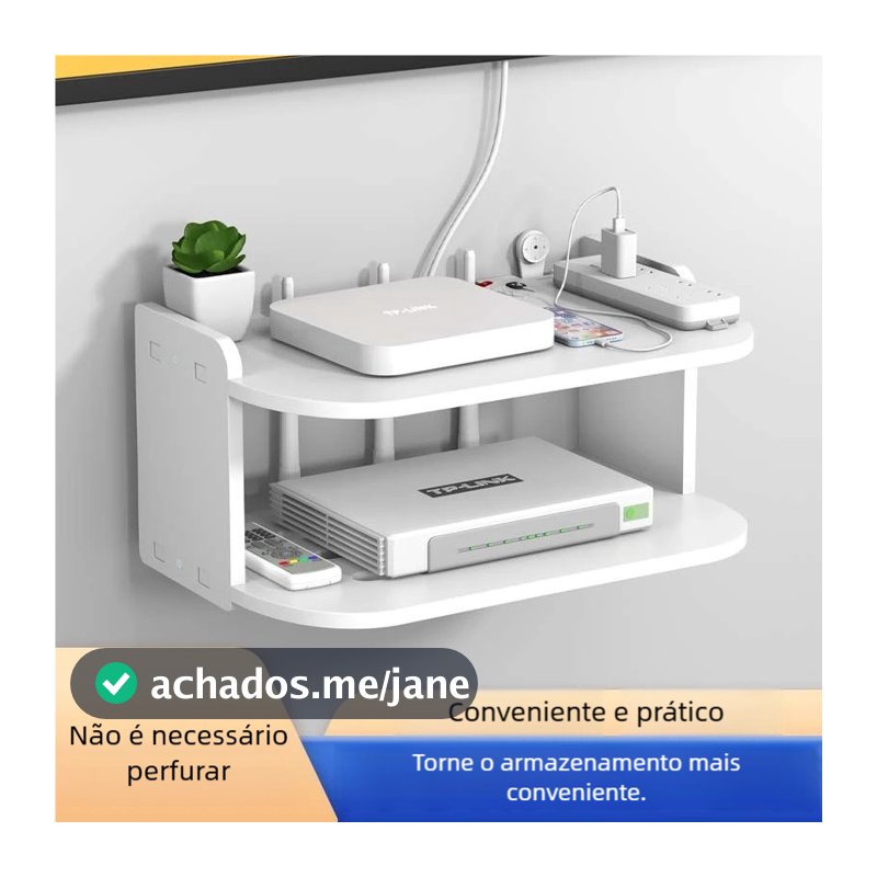Prateleira MDF Para Roteador Aparelho de TV Modem Video Game Fixada Na Parede Suporte Invisivel Suporta