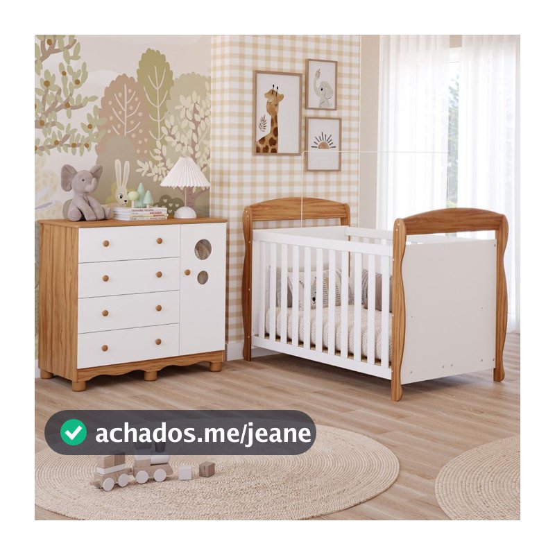 Quarto Bebê Completo Berço Americano Marquesa 3Em1 Cômoda Bolinha 4 Gavetas 1 Porta 100% MDF