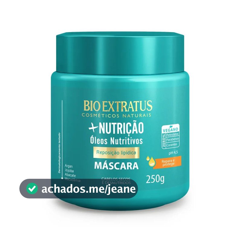 Bio Extratus Mascara Mais +Nutrição - Reposição Lipidica Cabelos Secos e Desnutridos 250gr
