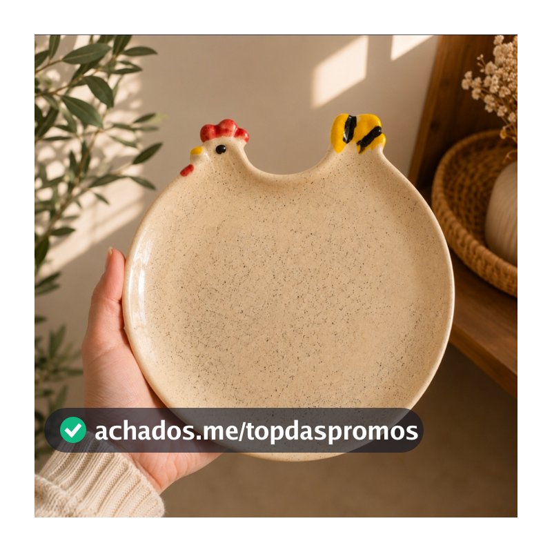 Prato de galinha em cerâmica para mesa posta café da manhã farmhouse