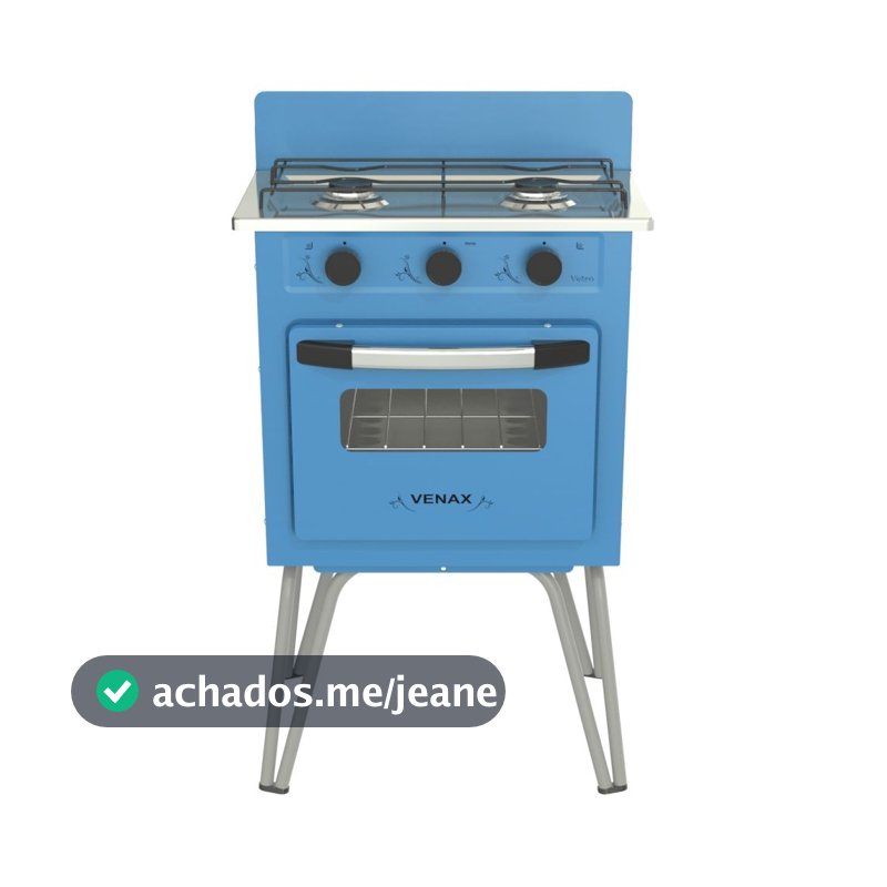 Fogão Portátil 2 Bocas Venax Gemini Vetrô Gas Glp Azul