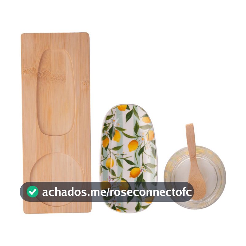 3 Pecas para Servir Siciliano 28cm x 10,5cm x 6cm Bambu Lyor Conjunto para Mesa Posta Café e Servir Qualidade Jantar Uso