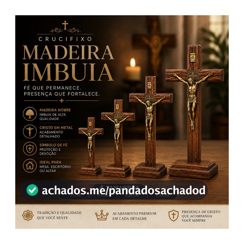 CRUZ CRUCIFIXO SÃO BENTO 7CM 9CM 12CM OU 19CM MADEIRA MESA E PAREDE CRISTO MEDALHA PROTEÇÃO ALTAR DECORAÇÃO