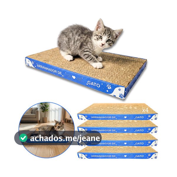 Kit 4x Arranhador Gato Papelão Protetor Sofá Unha Antistress Garras Unhas Afiador Protetor Moveis