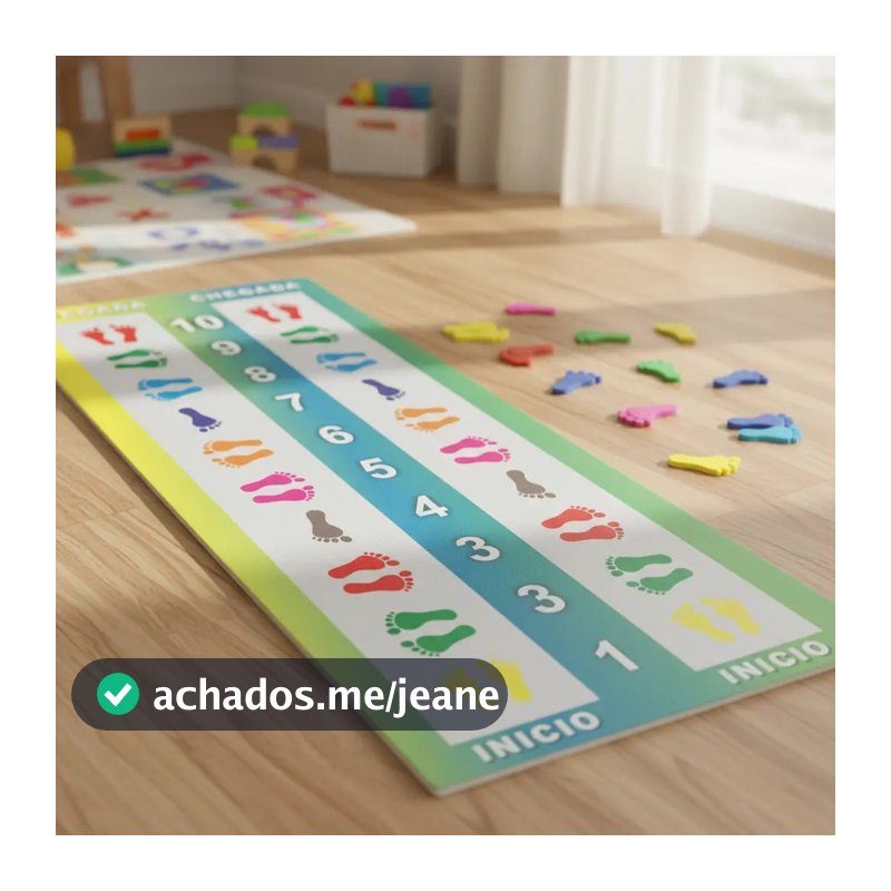 Tapete de Atividades Corrida dos Pés 62x180cm Pedagógico Infantil Sensorial 1,80m Lona 380g
