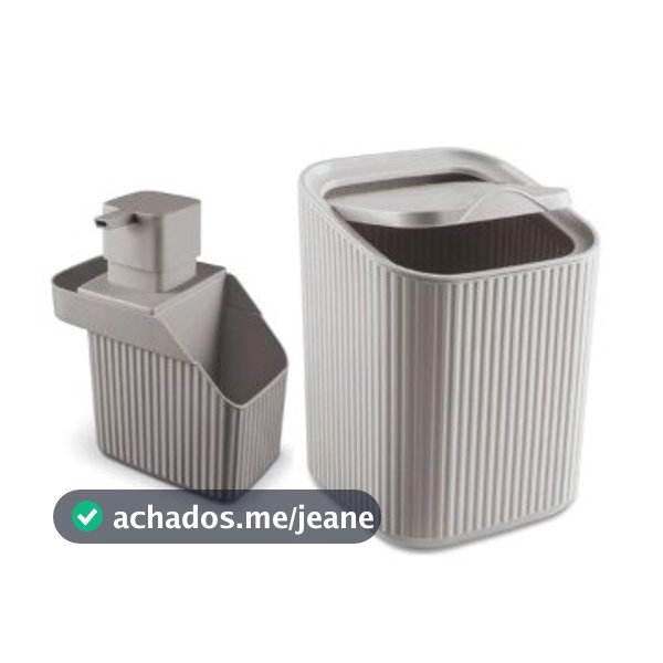 OFERTA Kit Cozinha Porta Detergente e Lixeira 3L Conjunto Pia - Usual Utilidades