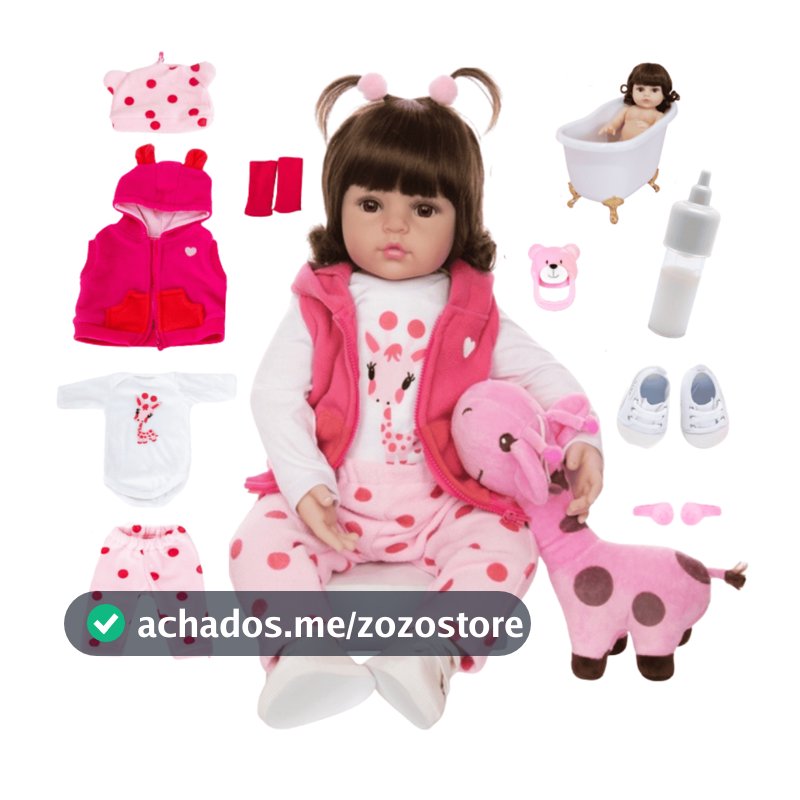 Boneca Reborn Bebê Girafinha Luxo Original Realista de Silicone Menina Pode Dar Banho Envio Imediato