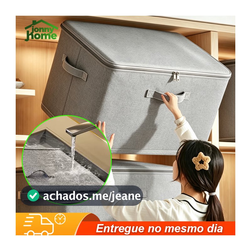 Caixa grande de armazenamento com zíper para roupas e cobertores  P/M/G