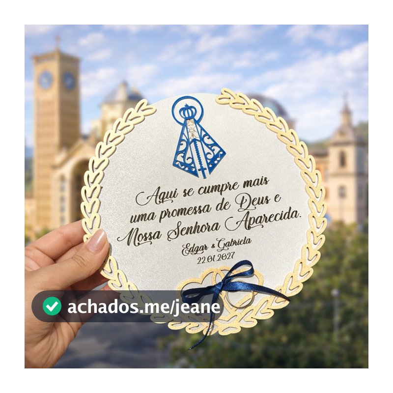 Porta Alianças Personalizado - Nome do Casal e Data - Nossa Senhora Aparecida Único