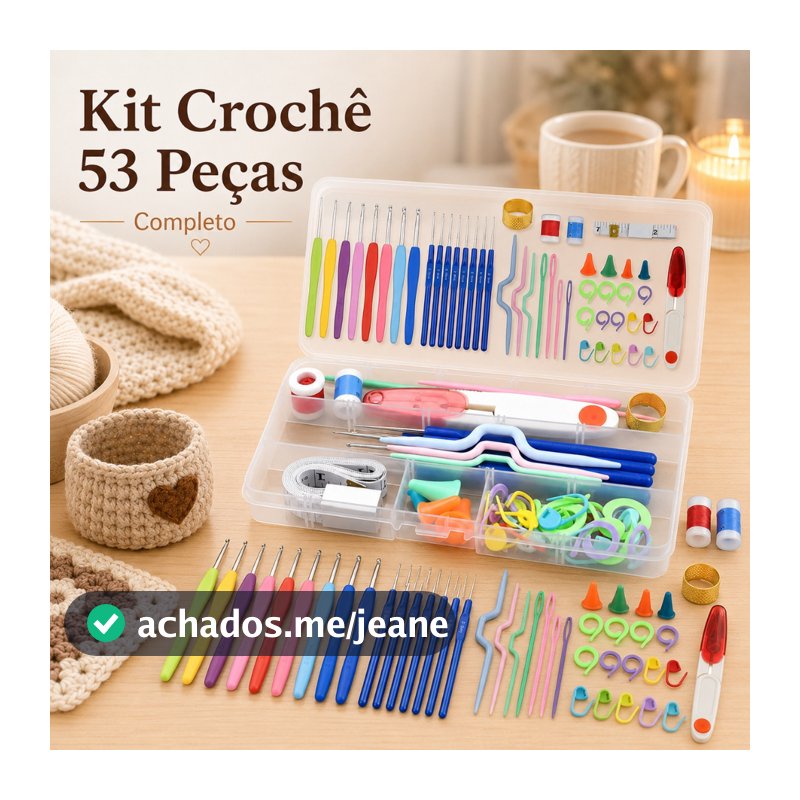 Kit 53 peças Kit Crochê Completo Para Fazer Amigurumi Agulhas Acessórios