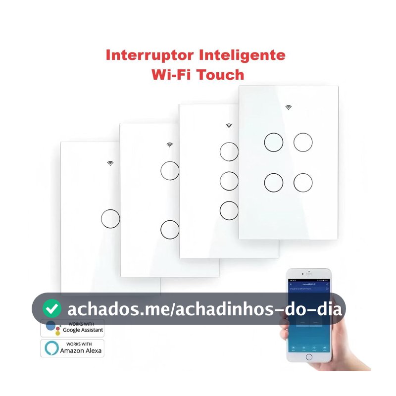 Interruptor Inteligente Touch 1/2/3/4 Botão WiFi Smart Automação,Compatível  Alexa Google Smart Tuya