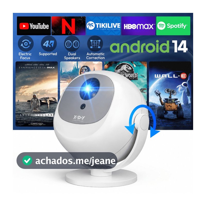 XGODY Gimbal A2 Full HD 1080P Projetor Wifi6 De Home Theater Alto-Falante 2  3W Integrado 300ANSI