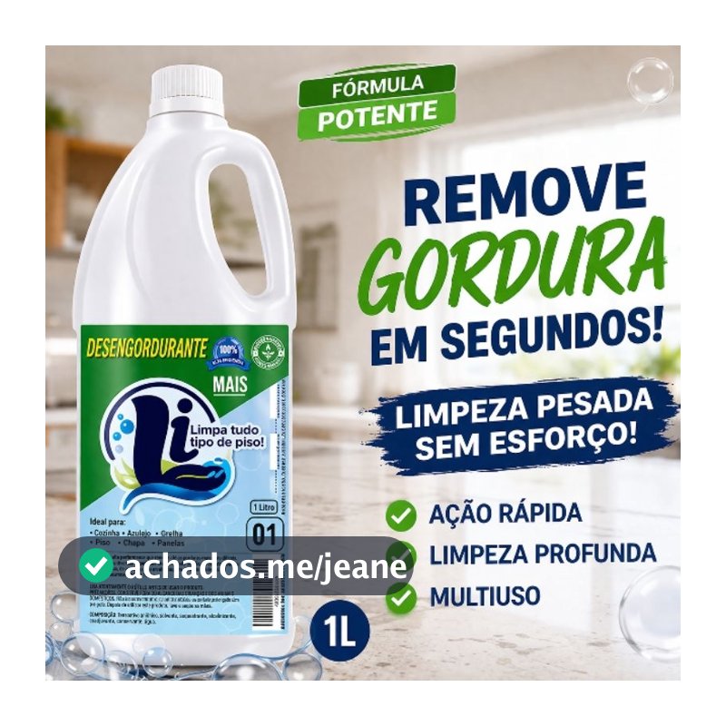 Desengordurante Potente 1L Remove Gordura Pesada Fogão Cozinha Air Fryer Forno Geladeira Multiuso