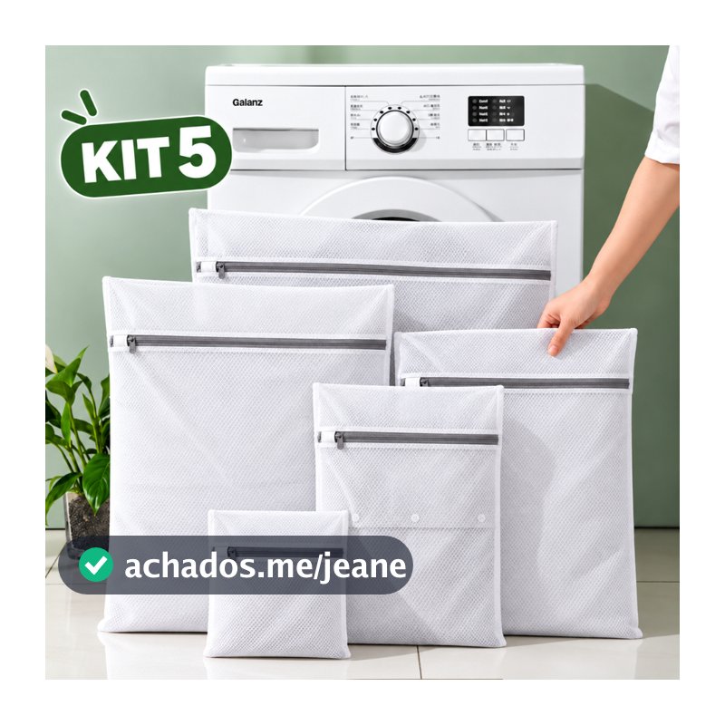 Kit 5 Sacos Para Lavar Roupas Na Maquina Protetor de Lingerie e Delicados