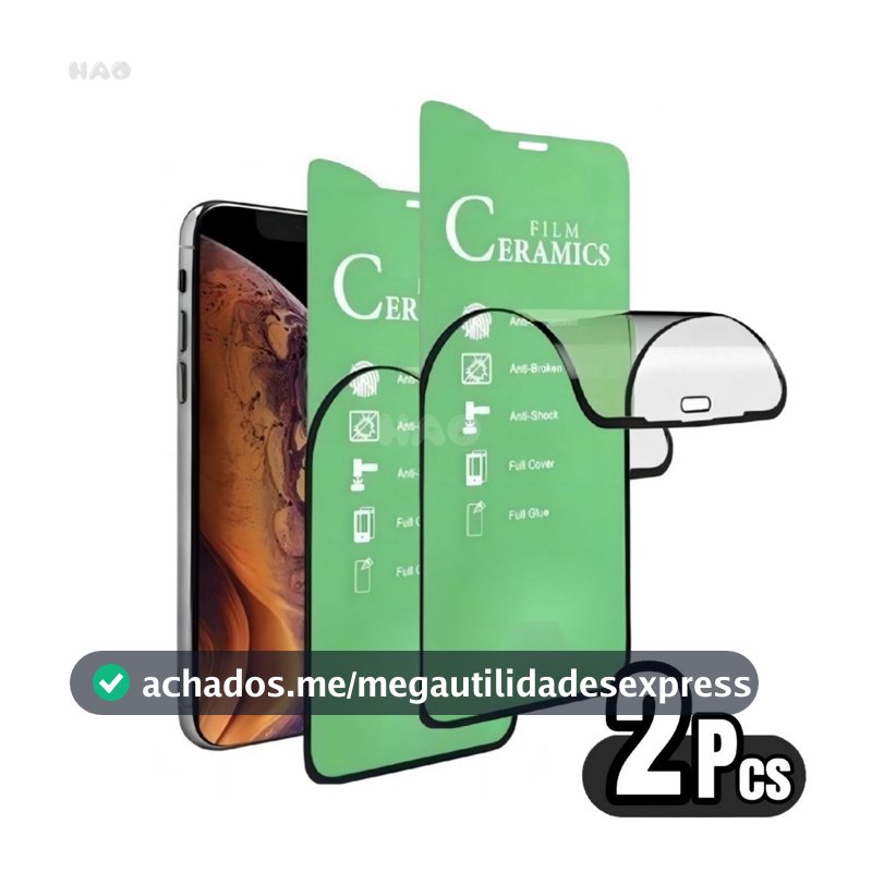 Kit 2 Película De Cerâmica 3D/9D Pelicula Pra IPhone Apple 7 8 Plus Xr 11 12 13 14 15 16 17 Pro Max