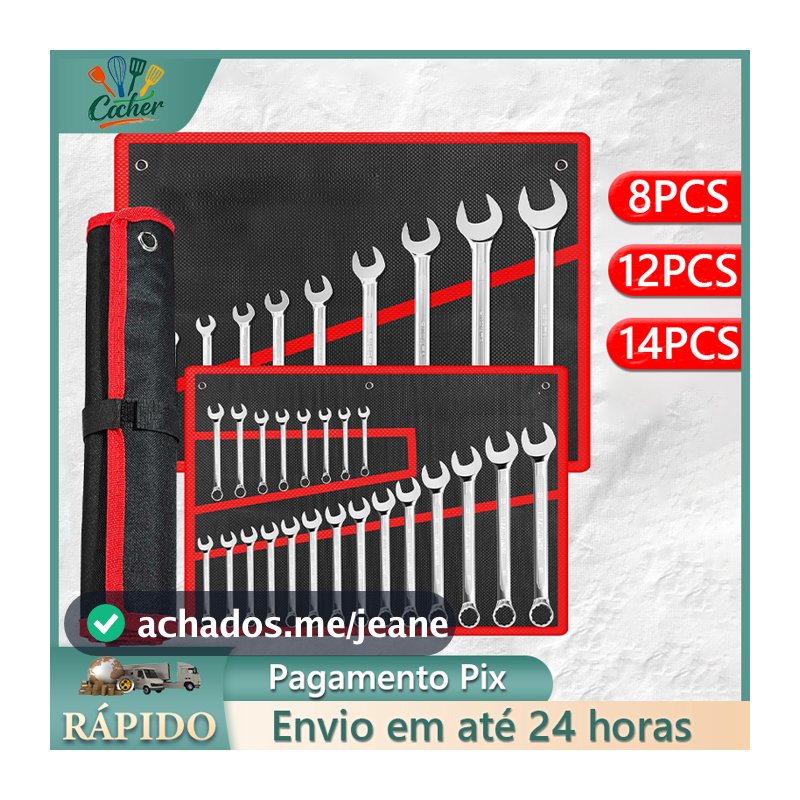 Jogo Chave Combinada Boca Estrela 14 Peças Profissional combinação de aço carbono Chave fixa