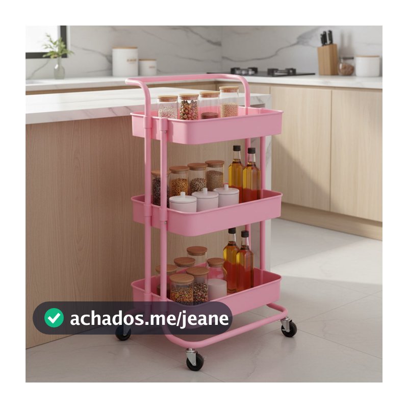 Carrinho Organizador Multiuso 3 Prateleiras Com Rodinhas Utensílios Fruteira Cozinha Quarto livros Lavanderia Salão Bele