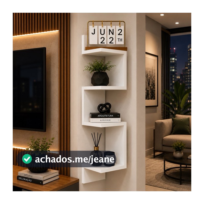 Estante Moderna de Canto em MDF Branco Prateleira De Canto Reto Branca Mdf ou Mdp Estante Multiuso Livros Nicho Casa