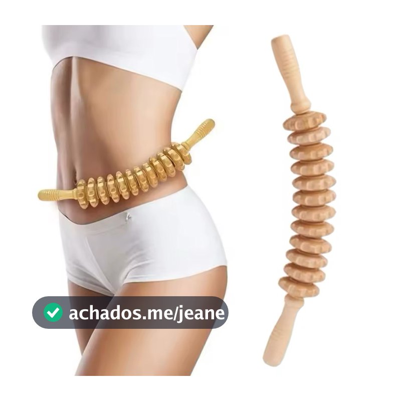 massagem de rolo de terapia de madeira de 12 rodas, massageador curvo projetado