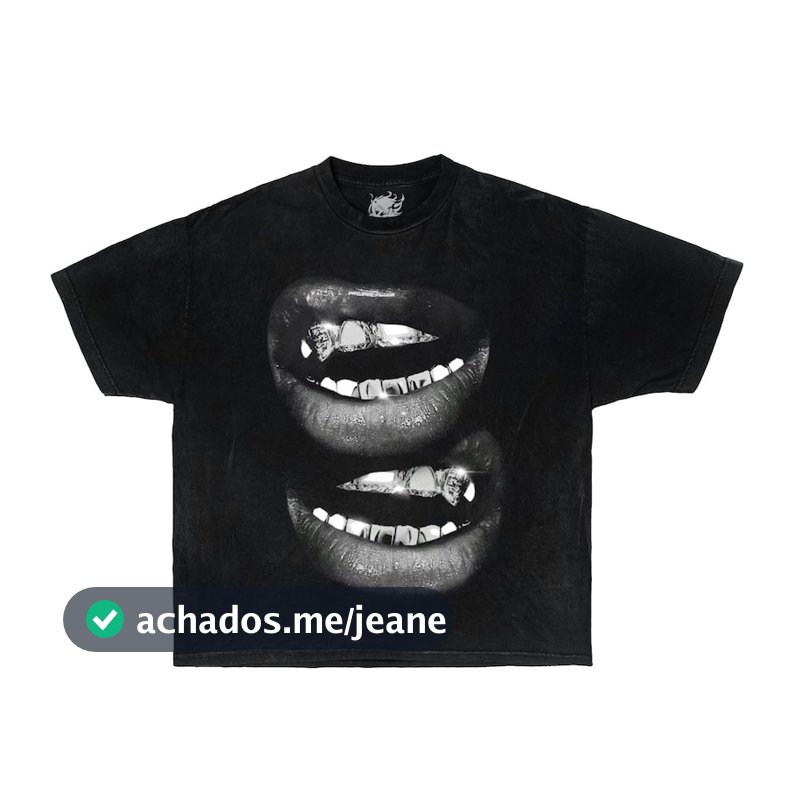 Camiseta Grin Fang Mouth Estampada Boxy Oversized Estilosa Divertida Moderna Streetwear