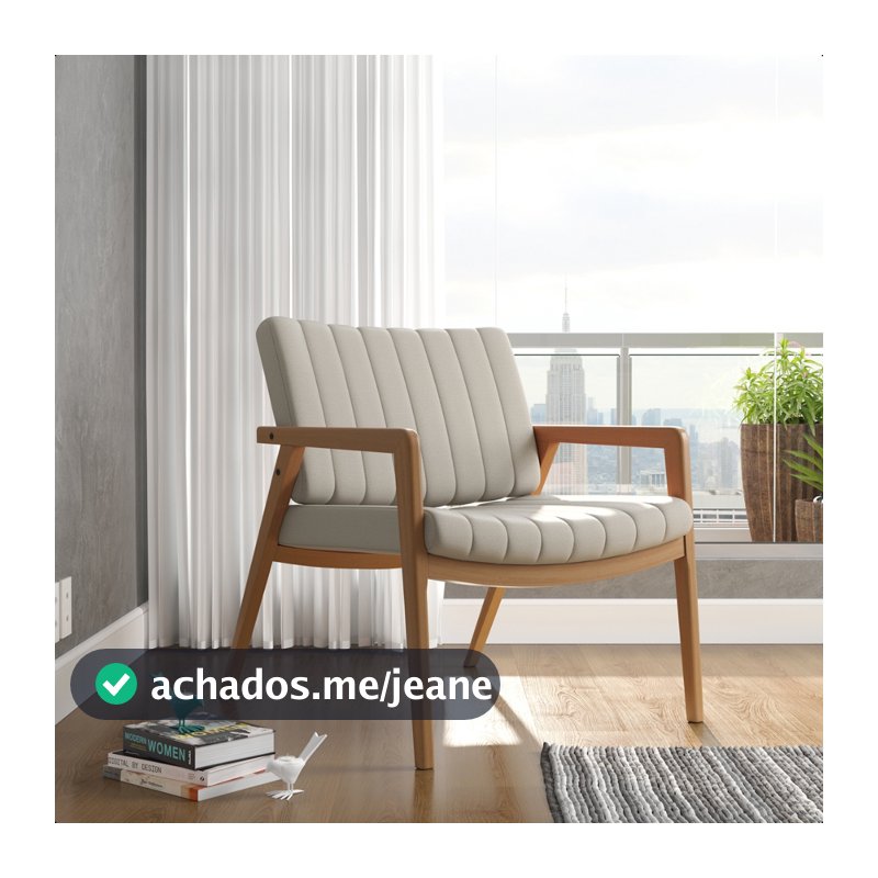 Poltrona Premium Uxuá Pés Em Madeira Luxo Linho Decorativa Sala Estar Recepção Várias Cores - MLDM