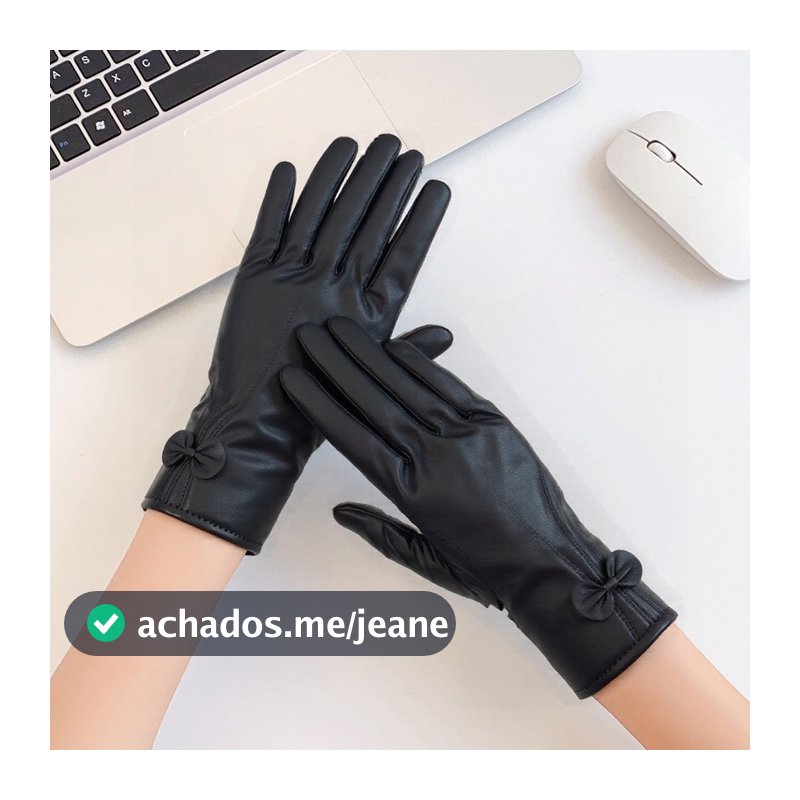 Luvas Femininas De Couro Com Touch Para Inverno/Forro Flexível