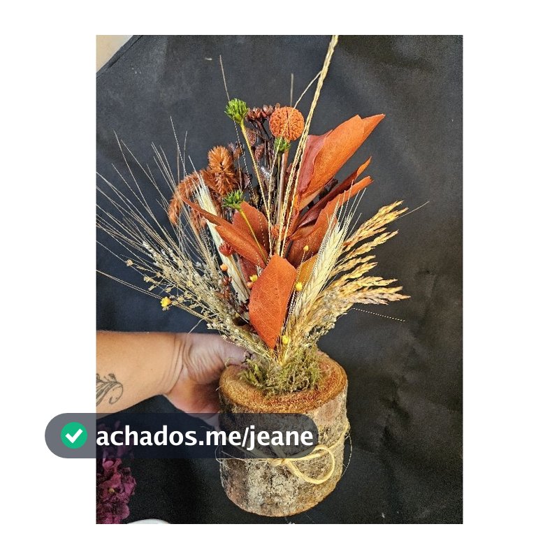 Arranjo rustico- de flores desidratadas + vaso tronquinho 30 cm