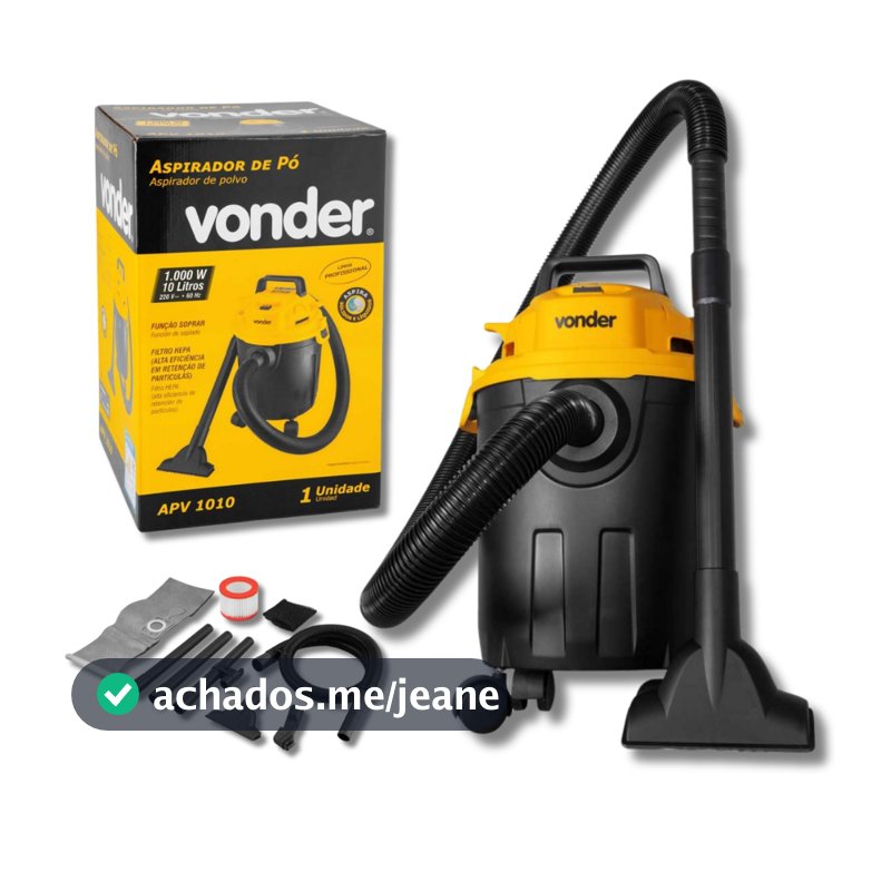 Aspirador de Pó e Água + Líquidos 10 Litros 1.000W Muito Potente 127v Ou 220v - APV 1010 Vonder