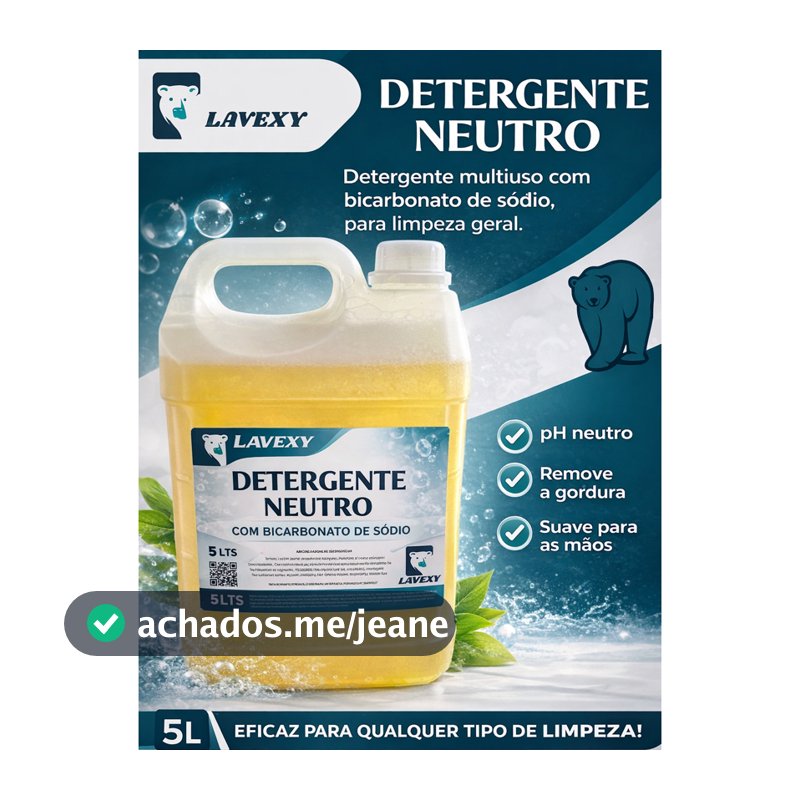 Detergente Neutro Desengordurante 5L com Bicarbonato de Sódio - Limpeza Profissional
