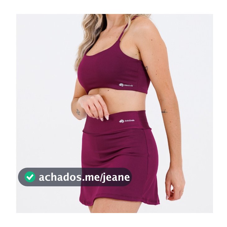 Conjunto Fitness Feminino Top e Short Saia em Poliamida Modela Zero Transparência e Máximo Conforto
