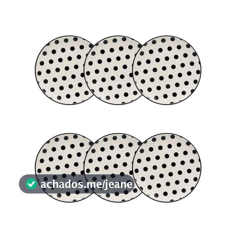 Jogo de 6 Pratos Sobremesa 20 Cm Oxford Stripes And Dots