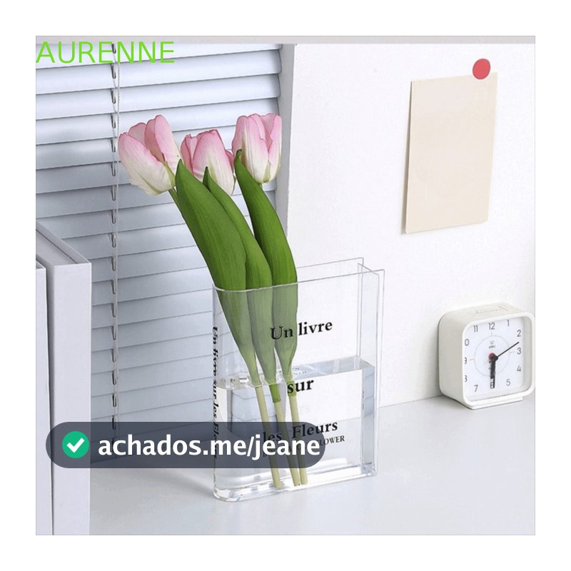 Vaso Transparente AURENNE , De Acrílico Minimalista Com Letras De Livro De Formato Exclusivo Estético Moderno