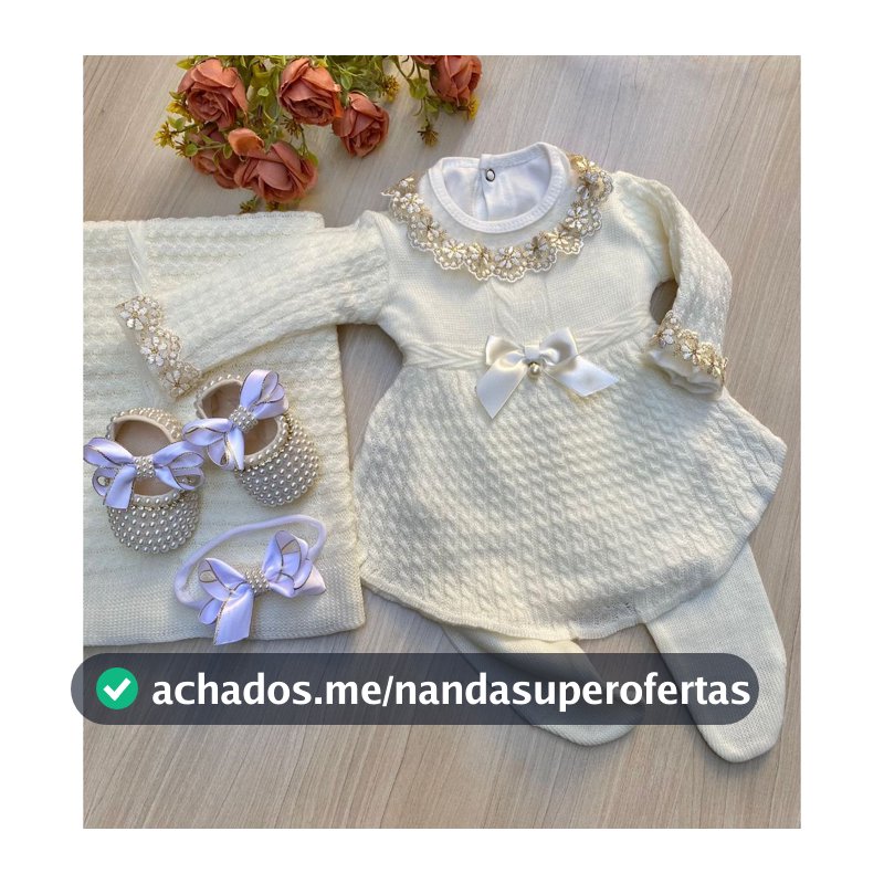 Saída de maternidade de menina vestido canelado 6 peças tricot