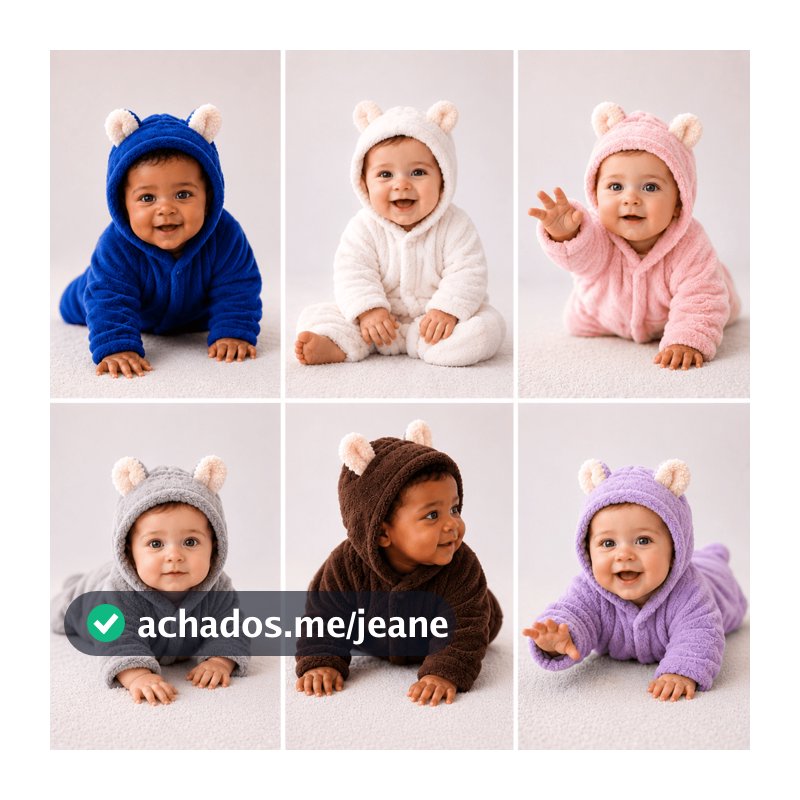 Macacão Bebê em Pelúcia Menino Menina Quentinho para Noite de 0 a 3 Anos | Fantasia & Casual