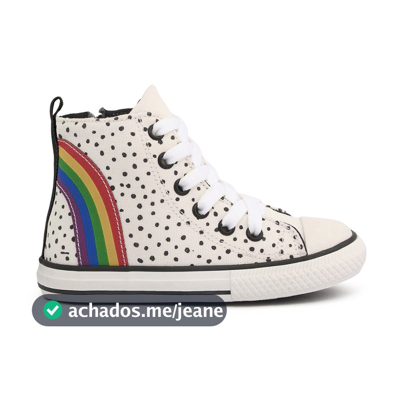 Tênis Infantil Bebe Casual Menina Poá Arco Iris Lona Algodão Solado Borracha