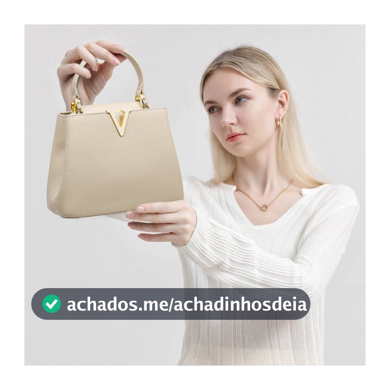 Bolsa Feminina Luxo Elegante com Fivela de Metal – Nova Coleção - COR BEGE