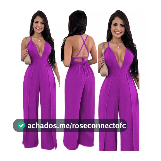 Macacao Feminino Decotado Alcinha 2 Fendas Pantalona