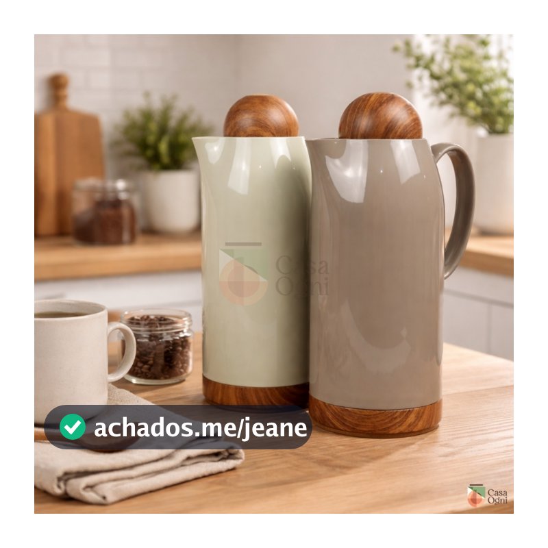 Garrafa Térmica para Café, Água e Chá com Tampa Botão Abre Fecha 1L Nude ou Cinza