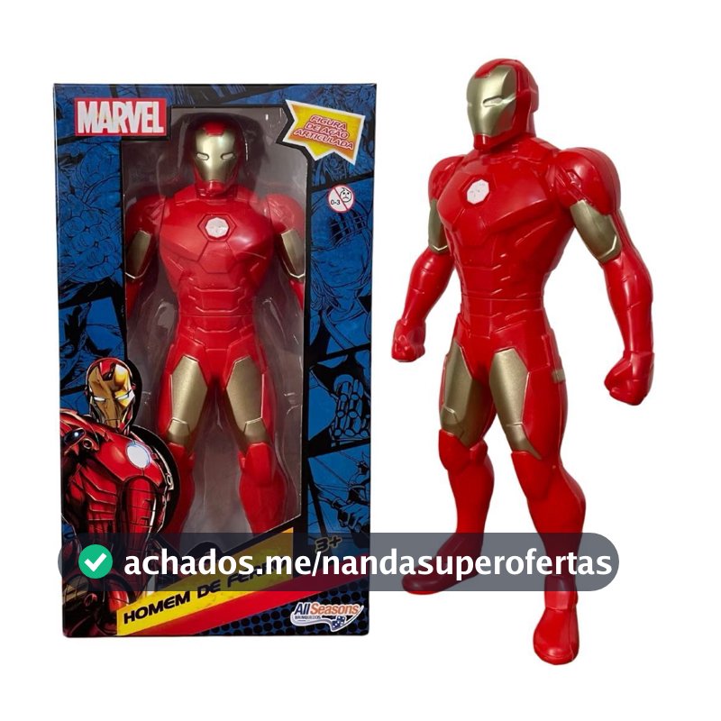Boneco Homem de Ferro Vingadores Bonecos Marvel Super Heróis Iron Man Brinquedos Semi Articulados 22 cm de Altura
