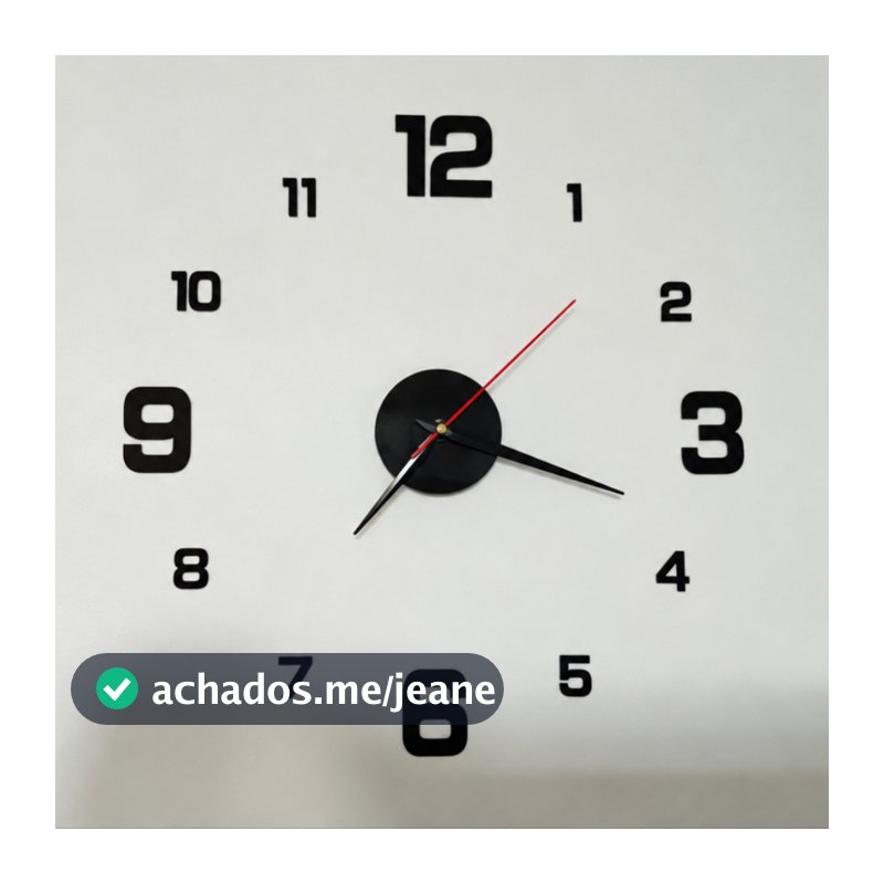 Relógio de Parede Moderno sem Moldura 40x40cm com Números Decorativo para Sala Quarto Escritório