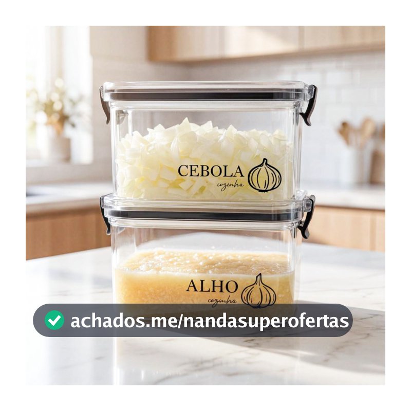 Potes Multiuso Herméticos Geladeira 460ml/950ml - Porta Mantimentos, Porta Alho, Porta Cebola e muito mais