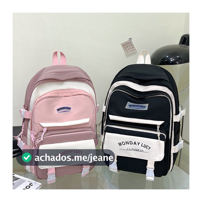 Mochila Unissex Nova Color-block Mochila Repelente De Água De Grande Capacidade Adequada Para Mochila Escolar De Viagem