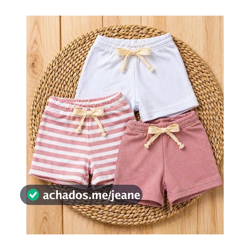 Kit 3 Shorts Infantil  Rosê Bebê infantil Verão Algodão Macio Confortável  Enxoval Maternidade