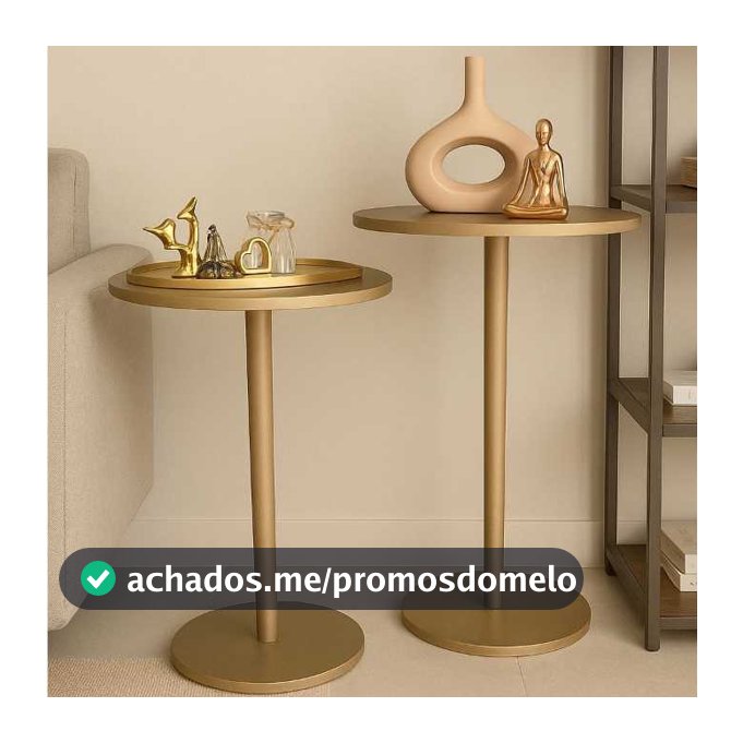 Kit com duas mesas MONOPE na cor nude com brilho azuma decor