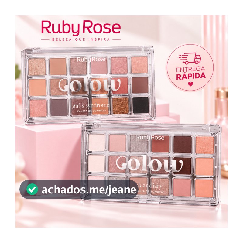 Paleta de Sombras Ruby Rose Dear Diary Linha Blow Matte Cintilante Nude Marrom Dourado Prata Alta Pigmentação Maquiagem