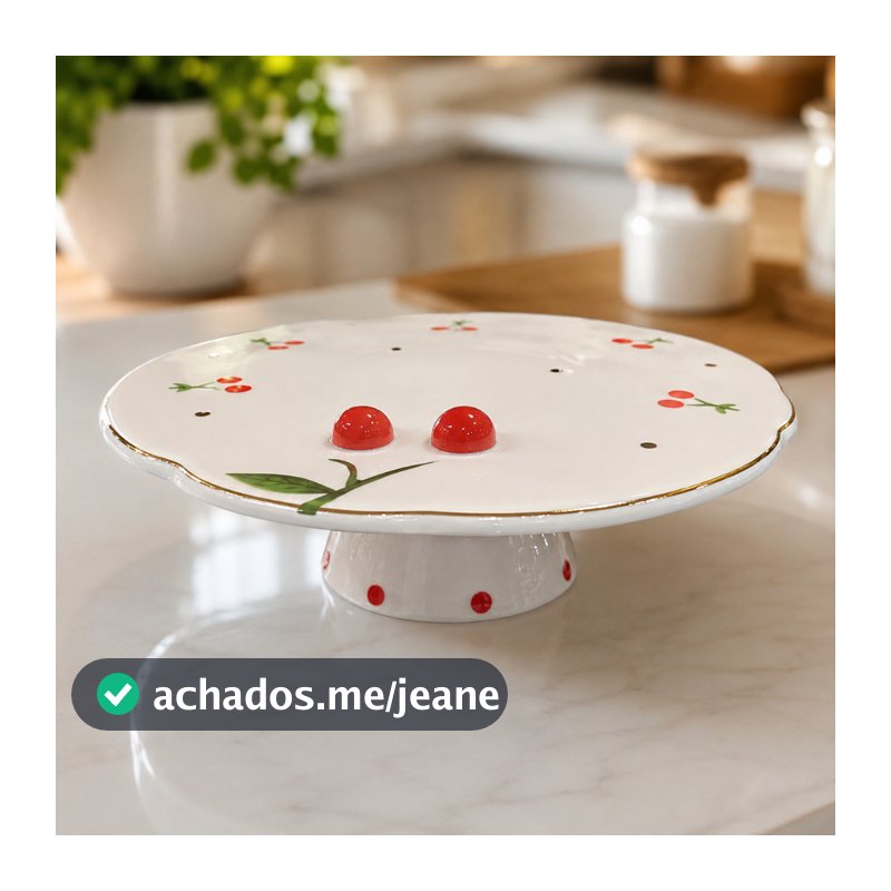 Boleira de Porcelana com Cerejas 3D