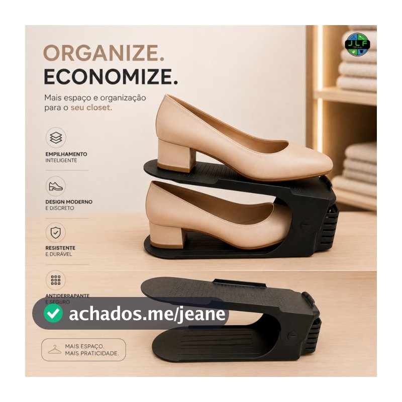 KIT 10 ou 20 Organizador Sapato/Tenis Antiderrapante Preto Com Regulagem