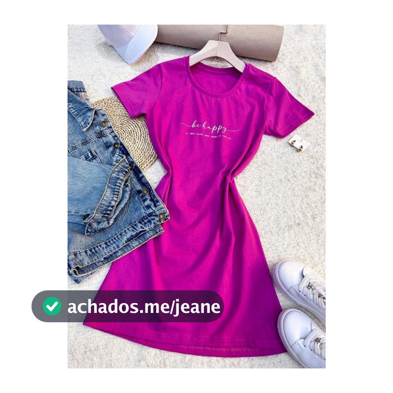 Vestido camiseta algodão Básica Estampa